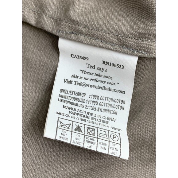 Ted Baker Ruffle Trench Coat Belted Jacket Button Collared Gray Cotton Womens 4 - Picture 10 of 15